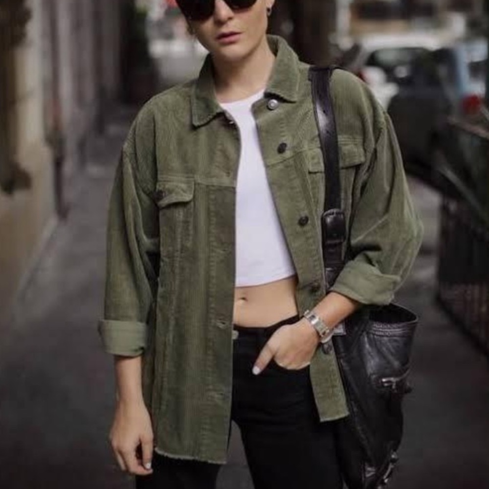 Zara olive corduroy jacket XS